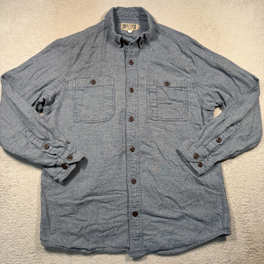 Duluth Trading Co Kennesaw Shirt Mens L Blue Slim Fit Long Sleeve Button Down